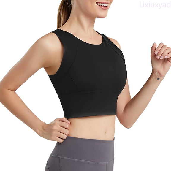 Lixiuxyad Women's Solid Color Sports Bra Yoga Bra Vest Suspender,Bras for Women Black L