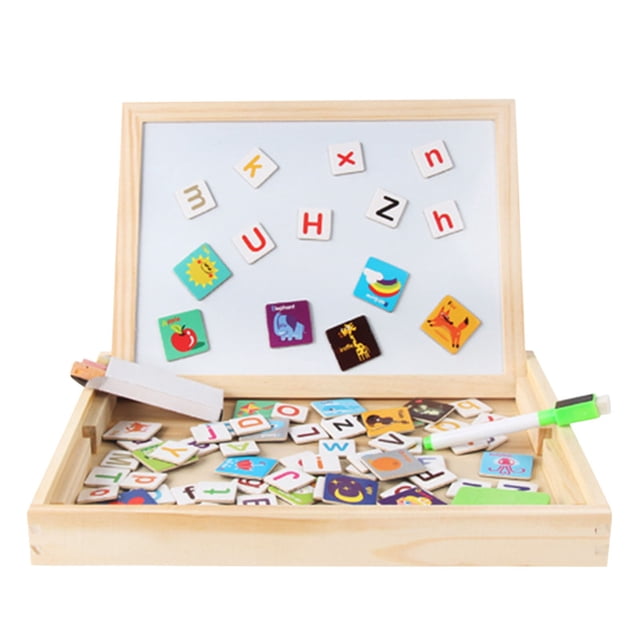 B English Design Childrens Magnetic Puzzle Double Sided Board Wooden Educational Toy Size 12 20 X 9 25 Inches Cognitive Development Gift For Kids Learning Tool
