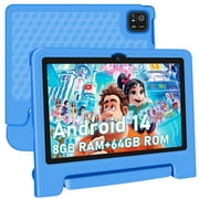 Open Box Kids Tablet, 10.1 inch Tablet for Kids IPS HD Screen RAM 4GB 64GB Storage, J10 Pro Toddler Tablet with Protective case - Blue