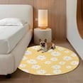thumbnail image 3 of White Yellow Daisy Round Area Rug 7 FT, Non Slip Living Room Area Carpet, Spring Summer Floral Botanical Washable Soft Circular Rug Non-Shedding Floor Carpet for Bedside Office Play Room Classroom, 3 of 9