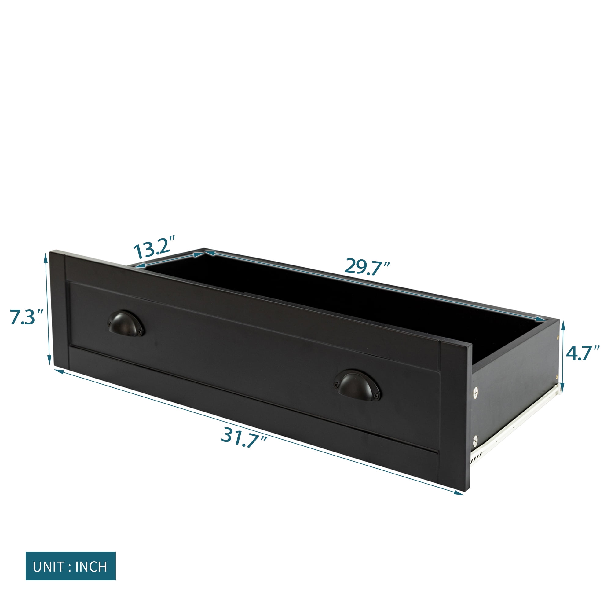 Resenkos 4-Drawer Retro Black Wood Dresser with Shell-Shaped Handle