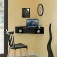 thumbnail image 1 of Black Corner Desk Heart Shaped Wall Mounted Office Table with Drawer and Two Shelves Computer Writing Desk, 1 of 5