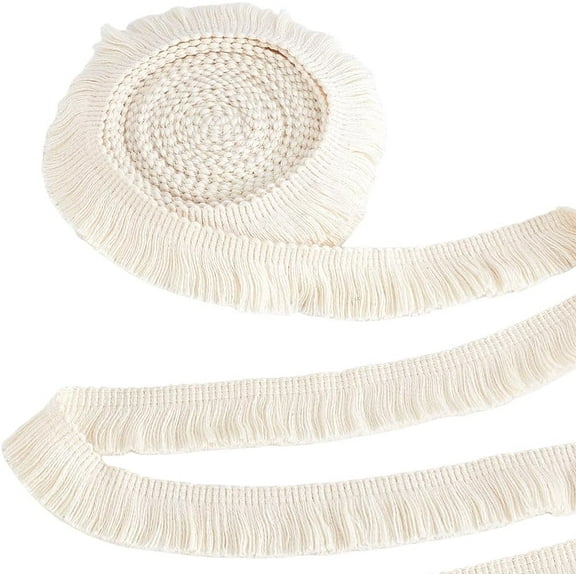 40 Yards Tassel Trim Fringe 1 inch Wide Macrame Tassel Lace Cotton Sewing Lace Trim for Clothes Lamp Shade Curtain Dress DIY Crafts Accessories Home Party Decoration Old Lace