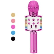 Microphone for Kids Wireless Microphone with Dancing LED Lights, Kids Microphone Machine Compatible with Android iOS Devices, Mic for Kids Party KTV (Pink)