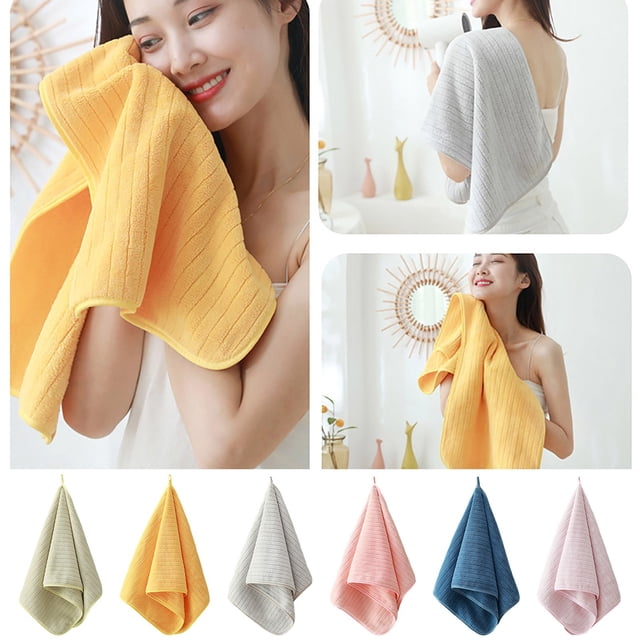 Toalla de baño de terciopelo extra gruesa para adultos - Pelo súper absorbente y toalla de playa con estampado de rayas, toalla grande de secado rápido para casa, viajes y gimnasio