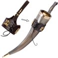 thumbnail image 5 of Mythrojan 100% Natural Viking Drinking Horn with Leather Holster and Canvas Bag, 350ml, Medieval Norse Style for Beer, Mead, Ale, LARP & Cosplay, 5 of 5