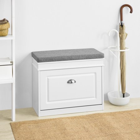 SoBuy 玄関ベンチ 収納ベンチ シューズラック 薄型 おしゃれ 幅60×奥行24×高さ51cm コンパクト 省スペース 下駄箱 靴箱 玄関椅