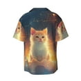 thumbnail image 6 of Lafuoo Starry Sky Constellation Cat Pattern Men's Cuban Collar Short Sleeve Shirt, Button-Down Resort Beach Pocket Shirt-XX-Large, 6 of 7