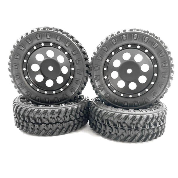 Vogacara RCGOFFLOW 4 Uds llantas de plástico resistentes al desgaste llantas para 1/24 Rc llantas neumático FMS FCX24 RC pieza de coche Kits de construcción modelo Negro