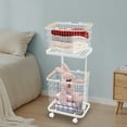 thumbnail image 4 of TFCFL 2 Tier White Laundry Hamper Metal Dirty Clothes Storage Basket Rolling Cart With Wheels, 4 of 15