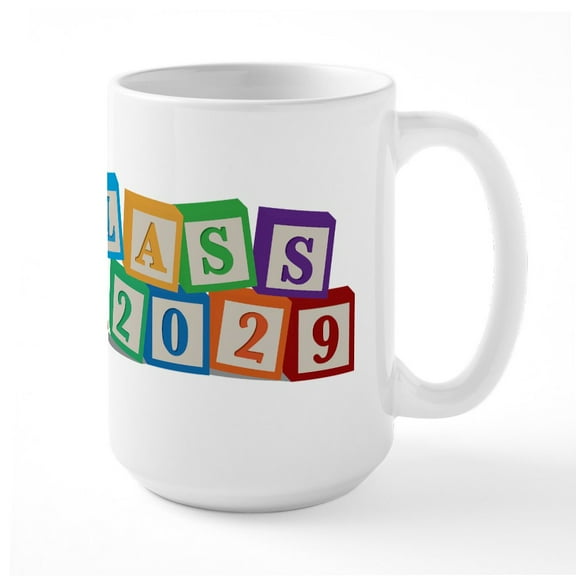 CafePress - Class Of 2029 Blocks Large Mug - 15 oz Ceramic Large White Novelty Mug