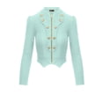 thumbnail image 2 of Women's Military Crop stretch Gold Zip up Blazer Jacket, 2 of 3