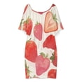 thumbnail image 3 of Strawberry Fruit Watercolor Women's Off The Shoulder Ruffles Summer Wedding Guest Loose Casual Party Beach Dress, 3 of 9