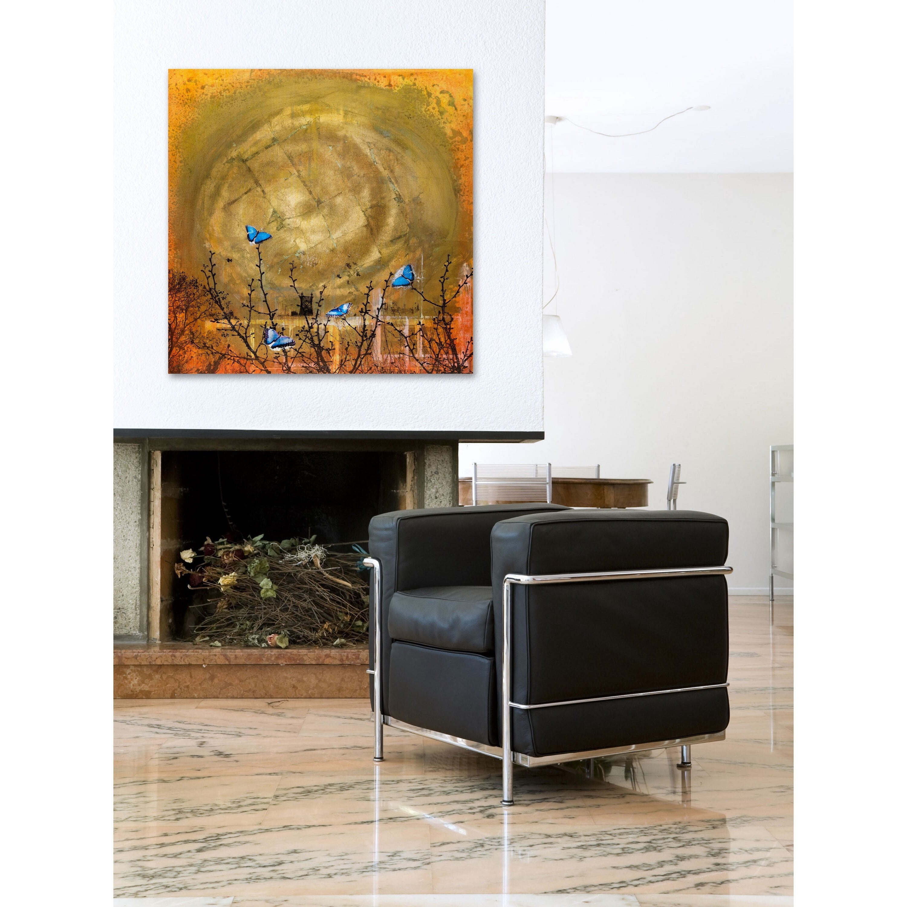 "Blue Butterflies" Painting Print on Wrapped Canvas