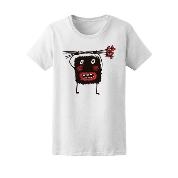 Cute Grunge Monster With Flowers Tee Women's -Image by Shutterstock
