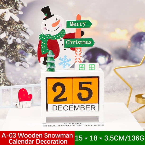 Xihbxyly Adorno Navideño de Madera, Mini Calendario de Cuenta Regresiva para Escritorio, Decoración Cálida para El Hogar y La Oficina, Material de Madera Seguro, Ideal para Fiestas Navideñas, Diseño