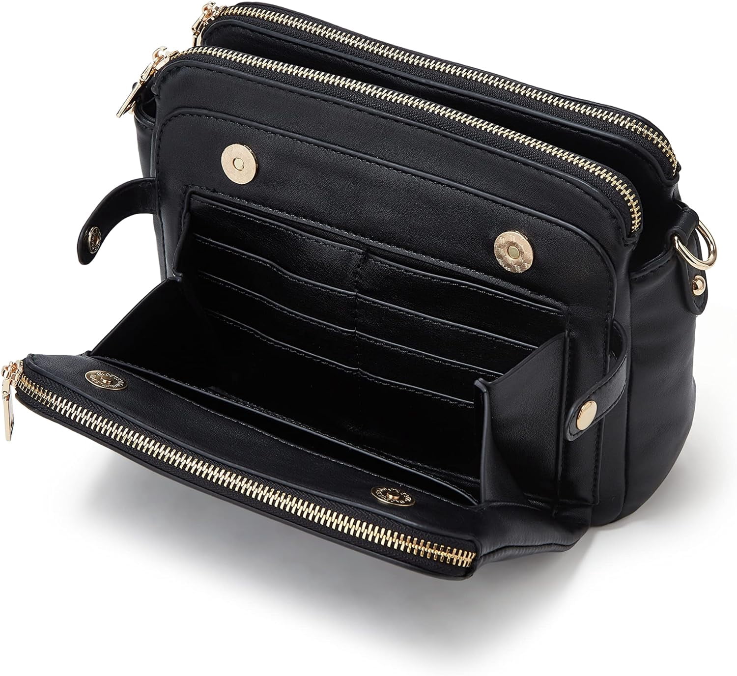 Municipal Crossbody Bags for Women Three-Layer Shoulder Bag Vegan Leather Multiple Compartments Handbag Purses Satchel Hobo Clutch