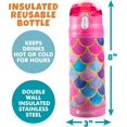 thumbnail image 3 of Stainless Steel 13 oz Reusable Water Bottle for Kids, Mermaid -Double Wall Insulated, Spill Proof Lid w/Built-in Straw- Keep Liquids Hot or Cold For Hours- Fits in Lunch Boxes & Bags, 3 of 6