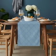 thumbnail image 2 of Haze Blue Plaid Table Runner - 60 Inch Long, Kitchen Dining Table Runner Dresser Scarves, Farmhouse Modern Abstract Striped Farmhouse Decor for Coffee Tables Wedding Party Banquet, 2 of 8