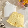 thumbnail image 3 of Ulanda Kid Girl Clothes Shorts Set 2 Piece Outfits Summer Casual Short Sleeve Top and Shorts Set for Girls 4-7 (Yellow, 2-3 Years), 3 of 5