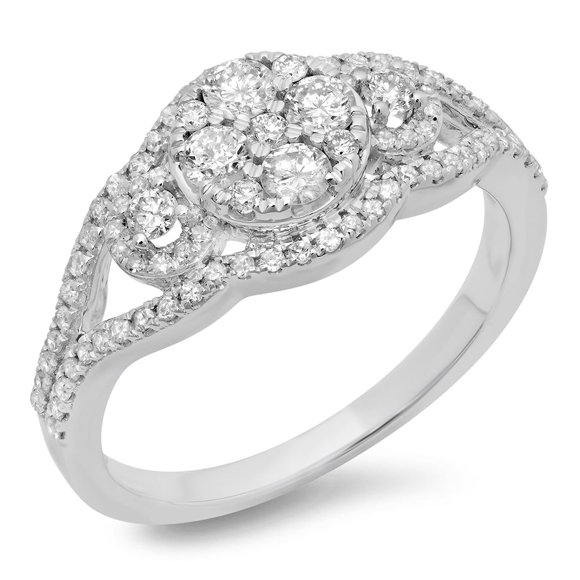 Dazzlingrock Collection 0.80 Carat (ctw) 14K Round Cut Diamond Bridal Split Shank Engagement Ring 3/4 CT, White Gold, Size 10