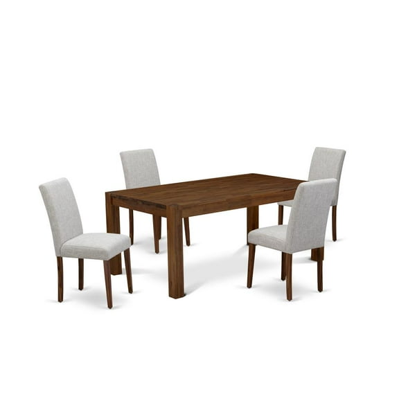 East West Furniture Lismore 5-piece Wood Dining Set in Natural/Doeskin