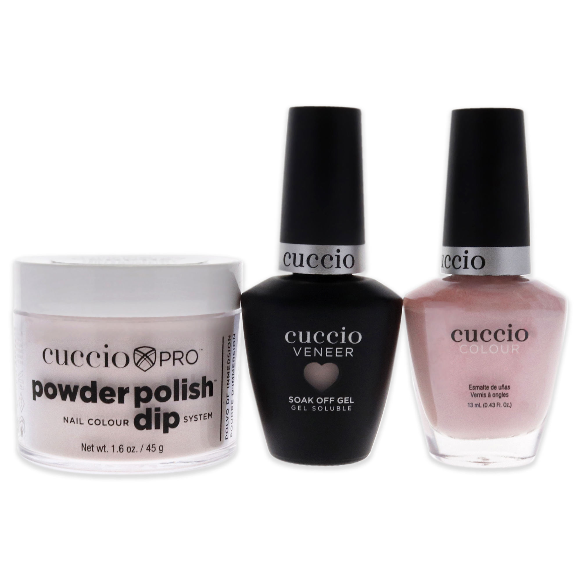 Match Makers Plus Dip - Pier Pressure by Cuccio Colour for Women - 3 Pc 1.6oz Pro Powder Polish Dip System, 0.44oz Veneer Soak Off Gel, 0.43oz Colour Nail Polish