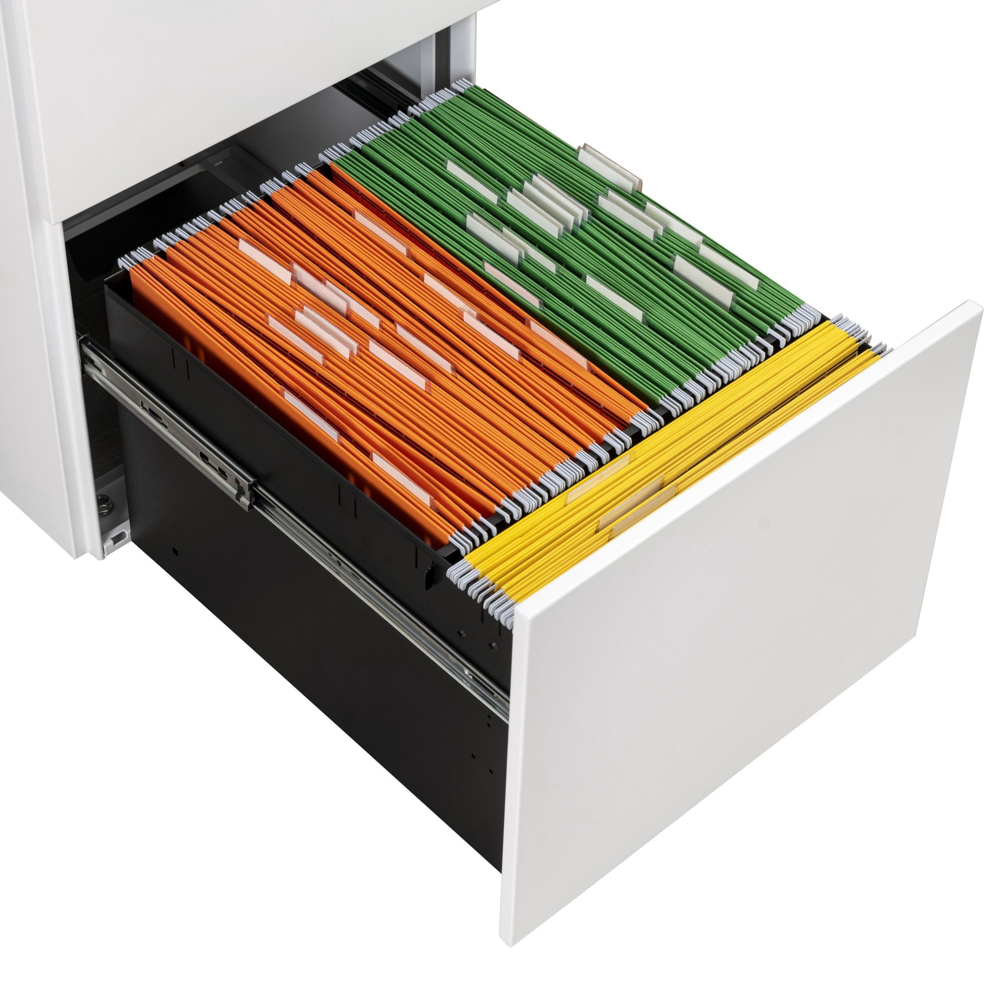 DEALTOPS Modern File Cabinet with 1 Lock and 2 Drawers for Legal/Letter A4 Size, Rolling Steel Storage Cabinet for Home and Office - White