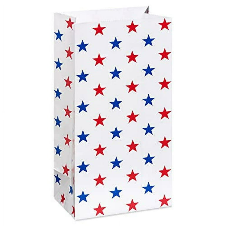 American Greetings 10 Large Patriotic Gift Bags Red White and Blue for Memorial Day 4th of July or Labor Day 16 Count
