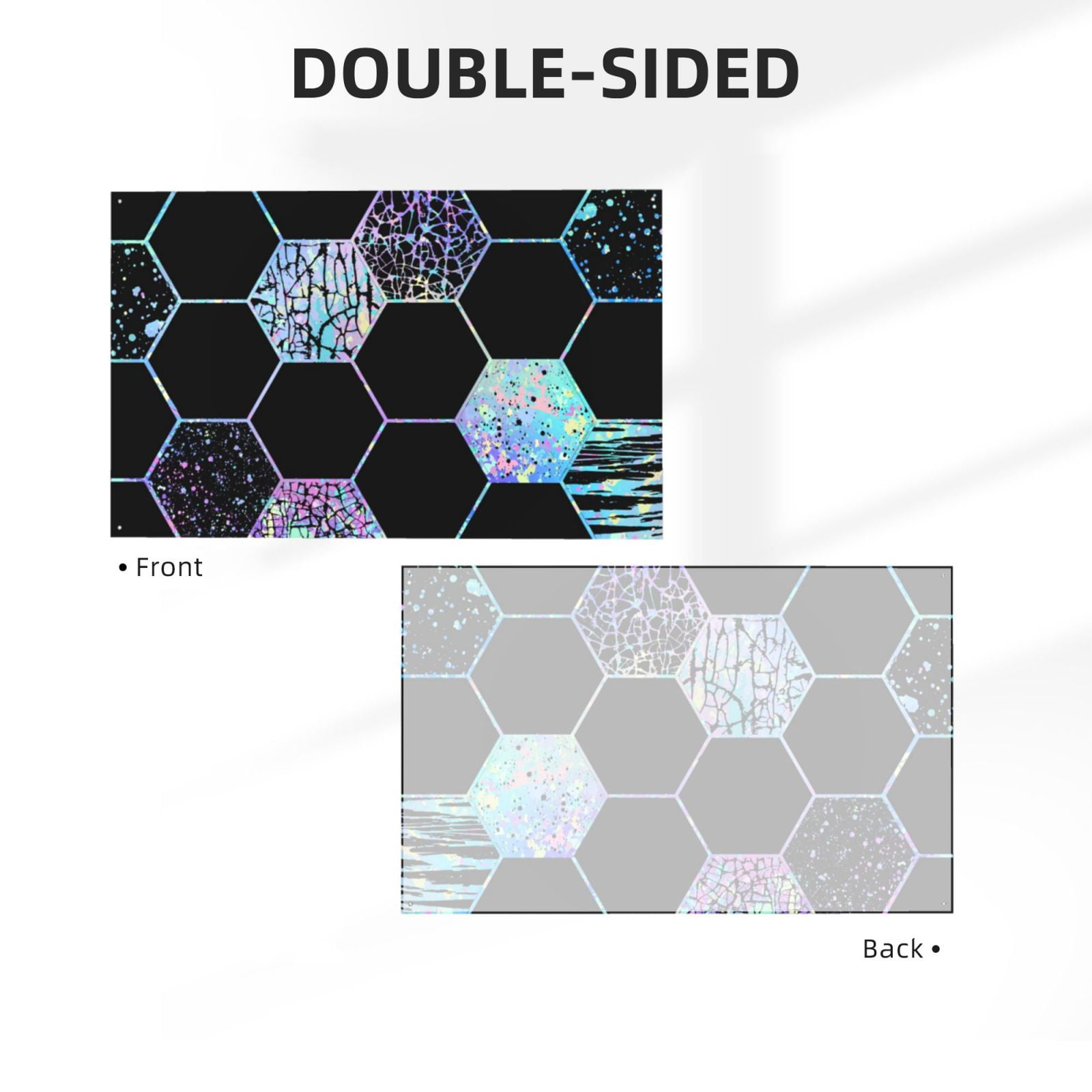 Geometric Hexagon Modern Black Blue Four Hole Decorated Banner Flag for Garden Yard Home Decoration Indoor Outdoor 4x6 Ft