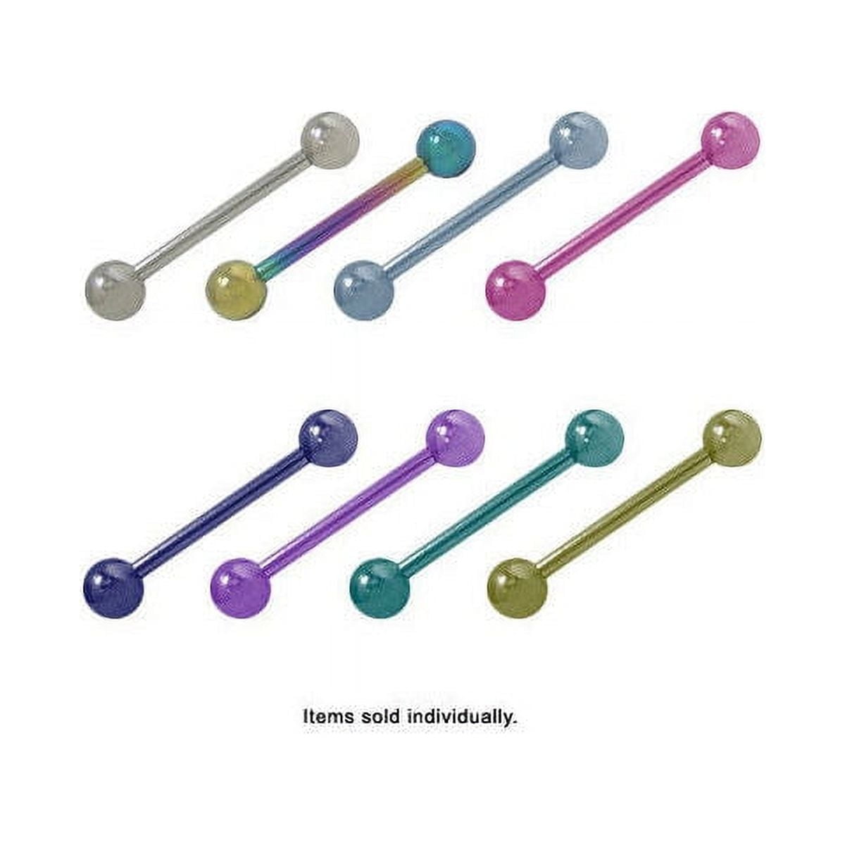 Anodized Titanium 14G Straight Barbell Tongue Nipple Ring - 8 Colors Available