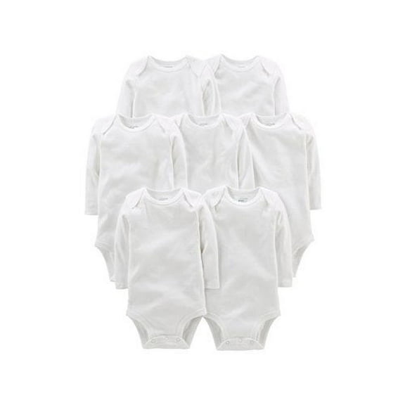 Simple Joys by Carter's Baby 7-Pack Long-Sleeve Bodysuit, White, 6-9 Months