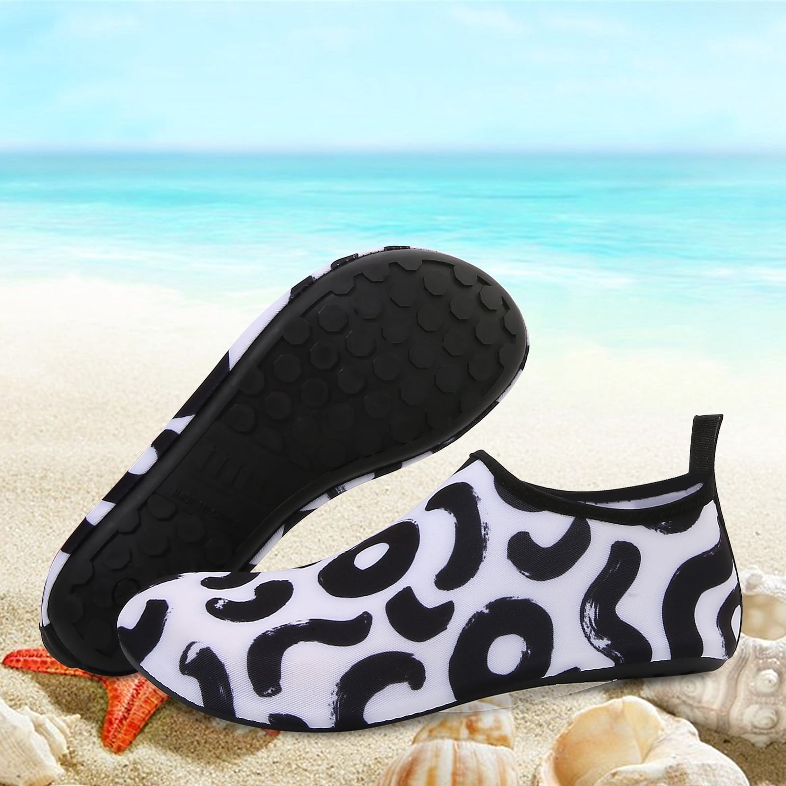 Men and Women a Slip On Barefoot Quick-Dry Beach Aqua Yoga Water Shoes (Oreo/Black White, 11.5-12.5 Men)