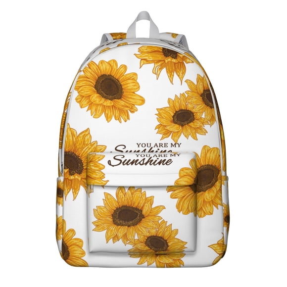 Country Chic Sunflower Backpack - Vintage Boho Waterproof Bookbag, Artistic Yellow Bloom with Wildflowers & Butterfly Pattern