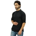 thumbnail image 2 of Atasi Men's Ethnic Short Kurta Black Mandarin Collar Cotton Tunic Shirt-XXX-Large, 2 of 7