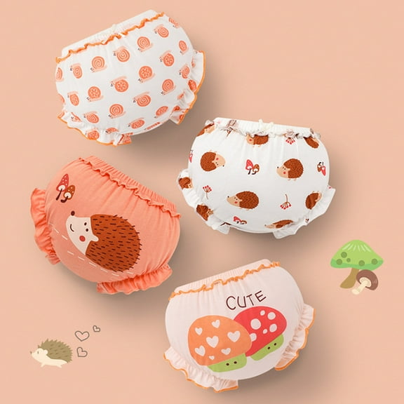 Toddler Underwear 4-5 Years Baby Soft Cotton Panties Baby Bloomers Baby Undies Girls Panties Shorts Pants Cotton Underwear Trunks 4 PCS Orange