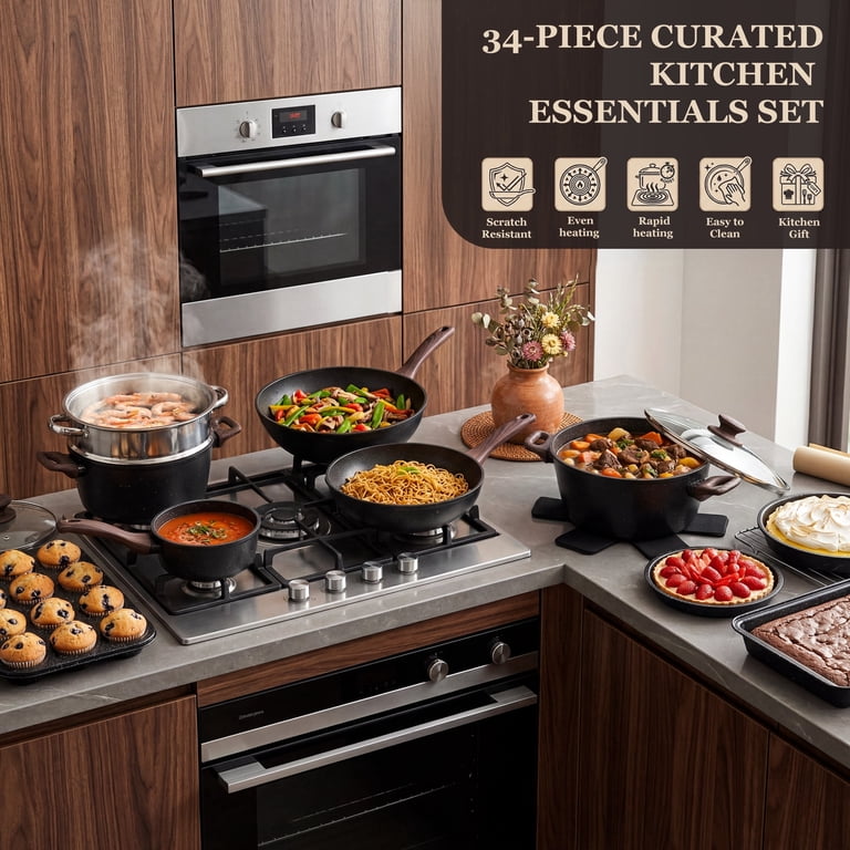Kikcoin 34-Piece Nonstick Cookware and Bakeware Set photo 3