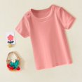 thumbnail image 4 of EnJoCho Little Children Summer Blouse Toddler Girls Solid Color T Shirt Knitted Striped Round Neck Short Sleeve Tees For 1 To 7 Years, 4 of 4