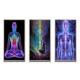 thumbnail image 2 of Designart "Meditation Neon" Robot Framed Wall Art Set Of 3 - Purple Modern Frame Canvas Set For Living Room Decor, 2 of 6