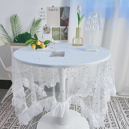 

Nvzi-a Starry Sky Lace Tablecloth with Lace Tablecloth Fabric Dining Table Student Desk Tea Table Fabric Tablecloth Decoration (white 150 * 60cm)