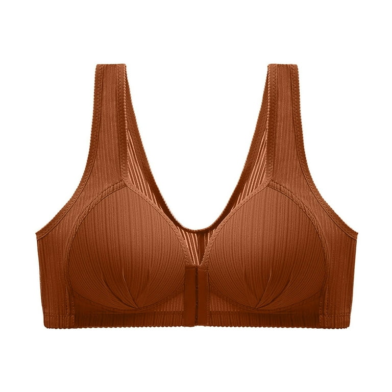 Miluxas Women Front Closure Post Surgery Compression Everyday Bras for  Mastectomy Support with Adjustable Straps Wirefree Clearance Brown 6(M)