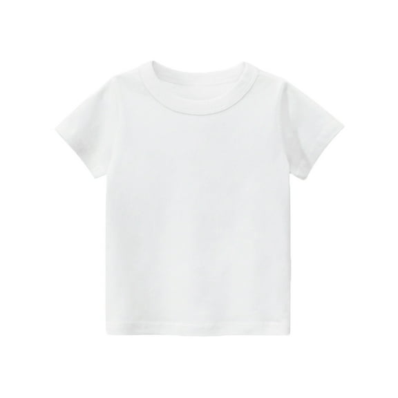 Toddler Boys Girls Cotton Basic T-Shirt Tops Solid Short Sleeve Crewneck Tee Shirt Kids Undershirt Summer School Outfit