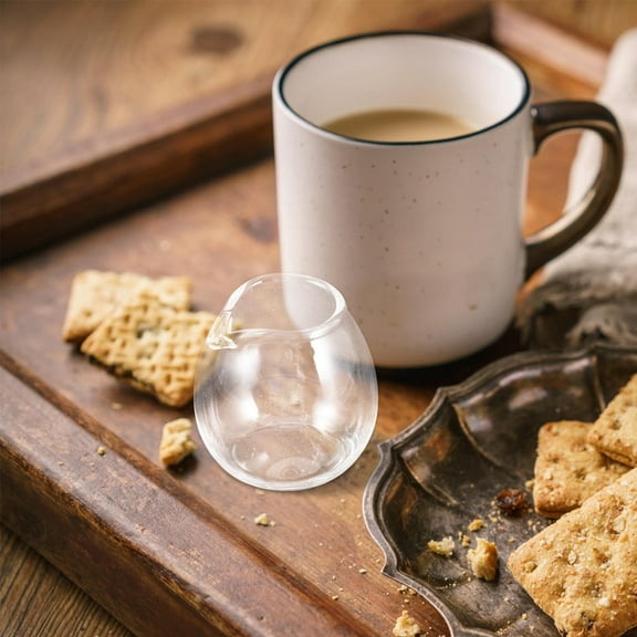 Topbathy Small Glass Pitcher Milk Pourer with Spout for Home Use Dining 2 Pcs