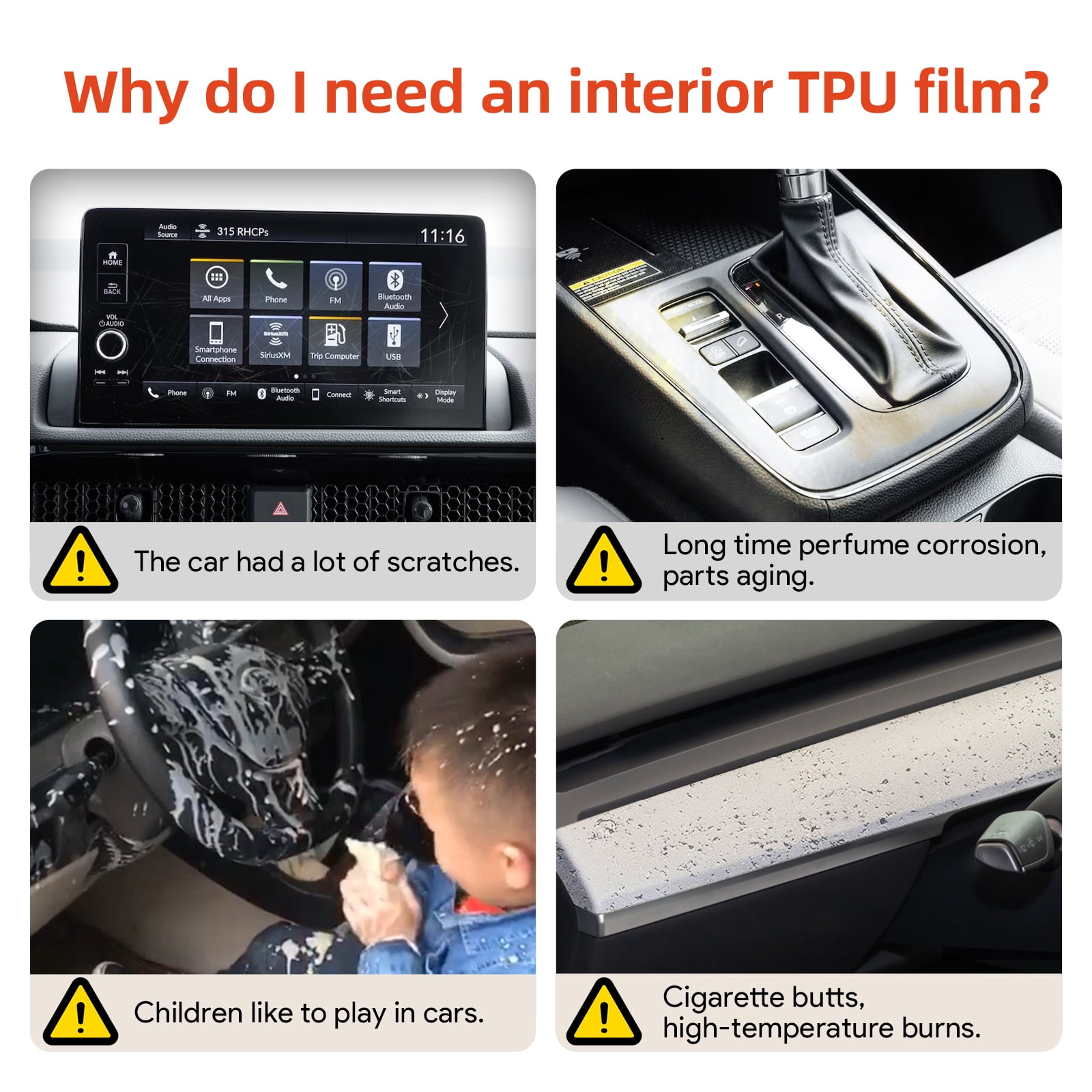 Car Invisible Interior Film TPU Full Set for 2023-Up Honda CRV Car Protection Film Left Driver Screen B Model, 25pcs