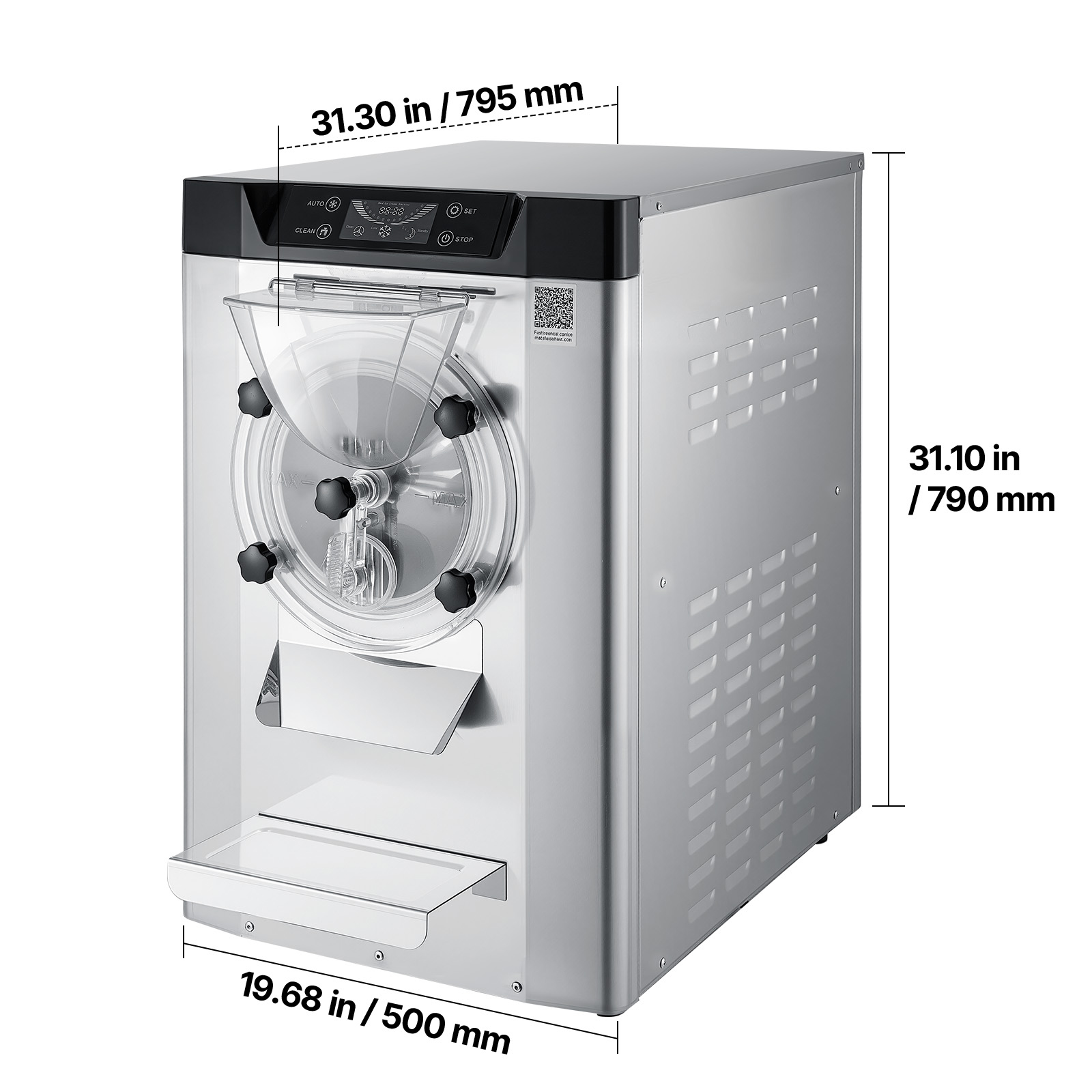 KFFKFF Commercial Hard Ice Cream Machine, Gelato Maker, 201 Stainless Steel 304 Stainless Steel, 19.68×31.30×31.10 in