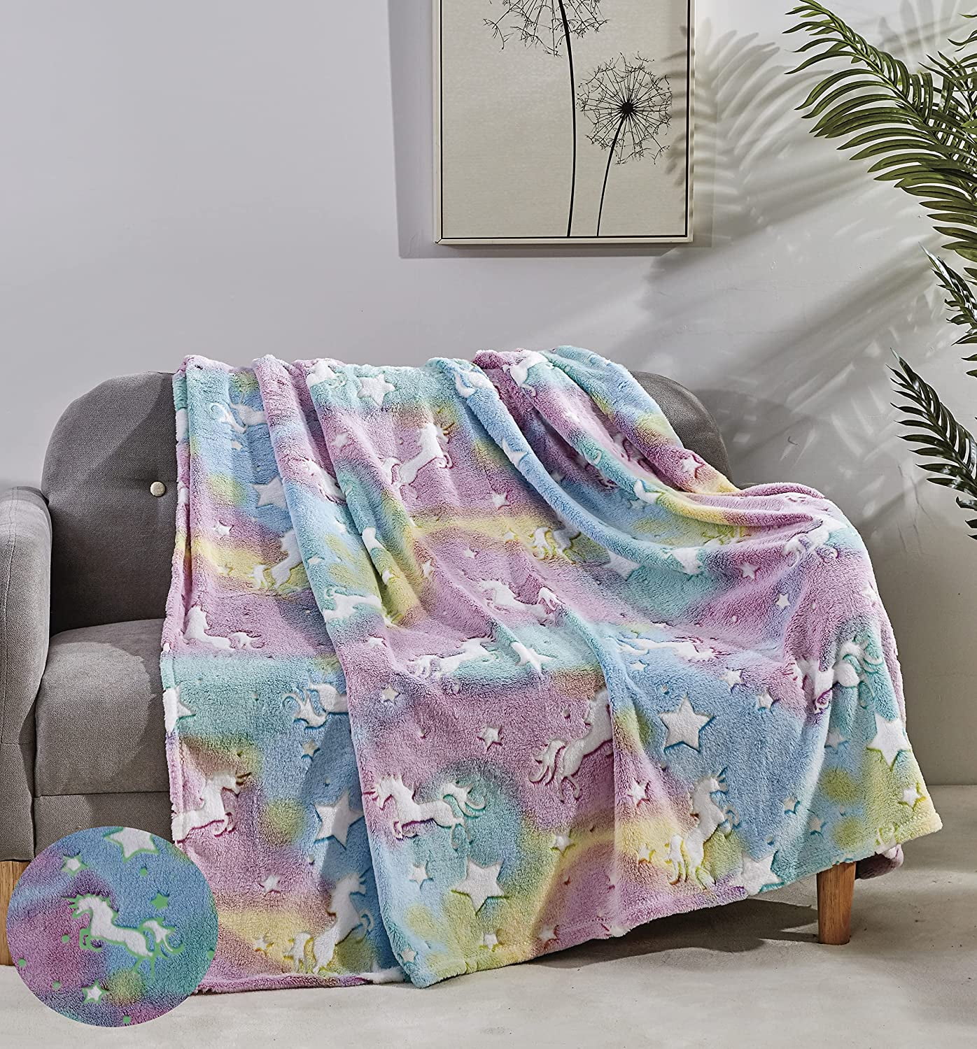 "Manta de lanzamiento impresa que brilla en la oscuridad suave decoración de felpa difusa para niños adolescentes 50""x60""" - Imagen 7 de 24