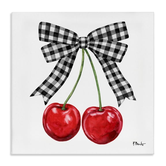 Stupell Industries Lucky Cherries & Plaid Bow Canvas Wall Art, design by Paul Brent, 36 x 36
