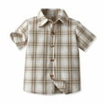thumbnail image 2 of vdgthytj Toddler Boy's Button down Shirts Kids Plaid Collared Short Sleeve Beach Summer Shirt Tops 3-9 Years, 2 of 9
