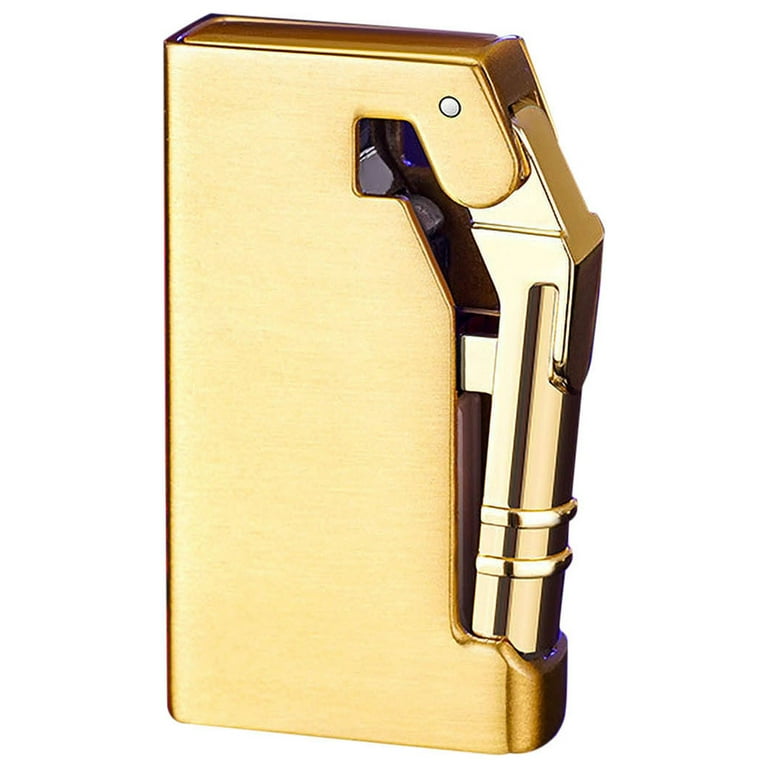QuLuJing Cigarette Lighter, Butt torch Lighter Bulldoff Flame Metallurgical Mechanical Push Ignition Lighter Portable Replaceable Gas Lighter 