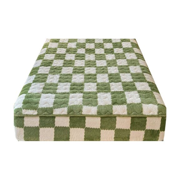 Pxyqht Quilted Fitted Sheet for Bed Mattress with Non-Slip Design Winter Warm Breathable Protective Cover Stylish Checkerboard Pattern for Comfortable Sleep